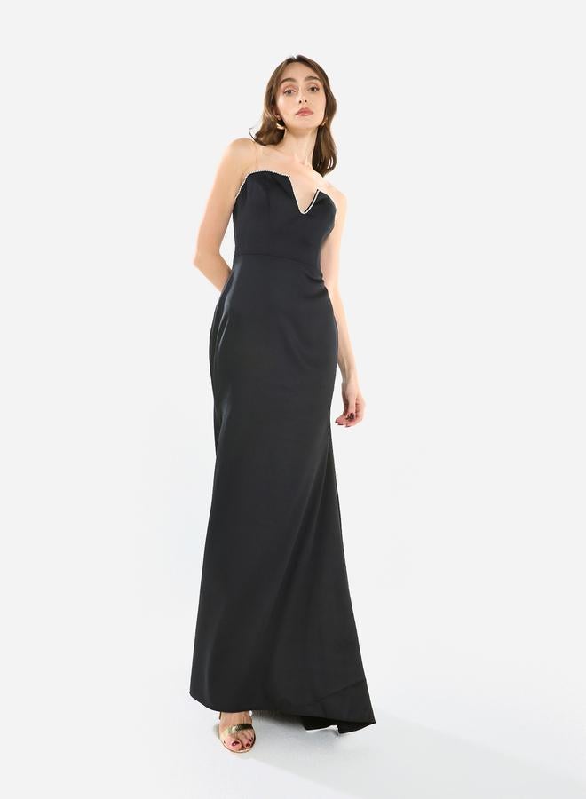 House of Moda Women Strapless Crepe Structured Gown Dress - Image 1